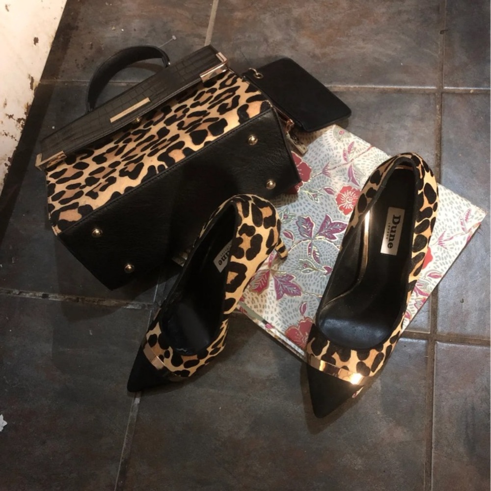 Dune London Bellini leopard calf hair pumps 39